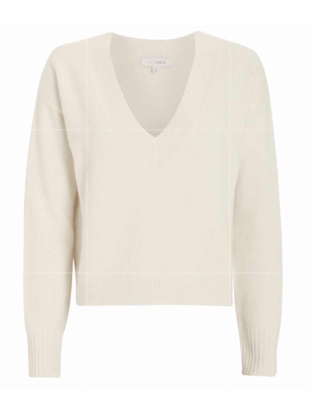 Intermix 100% Cashmere Elroy V-Neck Cashmere Sweater Size Medium Cream Ivory - Picture 2 of 8